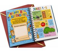 8th Kids Joke Book Birthday Card for 8 Year Old Boy or Girl Eight Eighth - Handmade with Woodpulp Cover and Red Gold Envelope (8th Birthday)