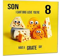 8th Son Birthday Card for Son - Cheese Pun Funny Son's Birthday Card for 8 Year old Kids eight, eighth