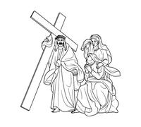 8th Station of The Cross Jesus Consoles The Women of Jerusalem Outline Wall Stickers 42x44.3cm Multi Color Selection Black