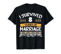8th Wedding Anniversary Apparel Couples Husband Wife 8 Years T-Shirt