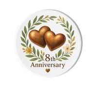 8th Wedding Anniversary, Bronze Theme Fridge Magnet: Cute Handmade Keepsake for Wife Husband Couples