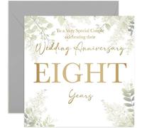 8th Wedding Anniversary Card - Eight Year Anniversaries - Gift for Special Couple Celebrating - Eighth Wedding Anniversary - Eucalyptus Botanical Design