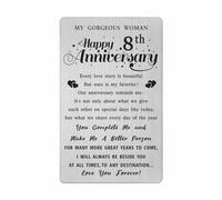 8th Wedding Anniversary Card Gifts for Her Wife, 8 Year Anniversary Card for Her, Happy 8th Anniversary Card for Wife Girlfriend, Woman 8 Year Anniversary Engraved Wallet Card