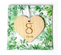 8th Wedding Anniversary Card - Thoughtful 8 Year Anniversary Present with Wooden Heart Keepsake | Bronze Wedding Anniversary Card for Husband, Wife or Couple - Romantic Handmade Card
