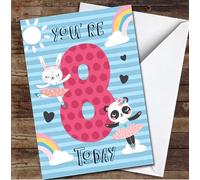 8th You're 8 Today Girl Ballerina 8th Any Age Personalised Birthday Card - Personalised Birthday Card For 8th Birthday, Custom Birthday Card