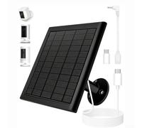 8W Solar Panel For Ring Cameras Waterproof IP65 USB-C Adapter 10ft Cable High-Efficiency Continuous Power Stable Output Compatible With Up Cam Spotlight Cam Pro Batt(Black)