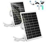 8W Solar Panel for Security Camera 2 Pack, 5V Solar Panel Charger is Compatible with WYZE Battery Cam Pro, Eufy Camera & Arlo Essential Spotlight/XL Spotlight Camera, with Micro USB, DC, USB-C Port