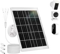8W Solar Panel for Security Camera, 5V Solar Charger with USB-C/Micro/DC 3.5mm Ports, IP65 Waterproof Solar Panels for Ring/Reolink/Eufy Built-in Battery Camera, 3M Cable & 360° Adjustable Mount