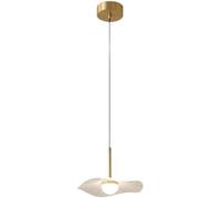 8W Sturdy Durable Modern Lotus Leaf Shaped Lights Black Rubbed/Gold Bedroom Table Indoor Suspension Lamp Minimalist Creative Full Copper Small Lighting with Acrylic Lampshade/D