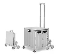 8Wheel Folding Stair Climber Cart Silent Wheels & Telescopic Handle for Effortless Transport of Groceries Travel Gear & Warehouse Supplies