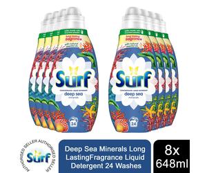 8x 24W Surf Deep Sea Minerals LastingFragrance Liquid Detergent 648ml