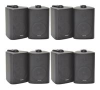 Loops 8x 60W 2 Way Black Wall Mounted Stereo Speakers 3" 8Ohm Mini Background Music Loops Black