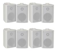 Loops 8x 60W 2 Way White Wall Mounted Stereo Speakers 3" 8Ohm Mini Background Music