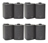 Loops 8x 70W 2 Way Black Wall Mounted Stereo Speakers 4 8Ohm Compact Background Music Loops Black