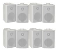 Loops 8x 70W 2 Way White Wall Mounted Stereo Speakers 4 8Ohm Compact Background Music Loops White