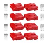 8x Anderson Connectors, 50A 24V/600V Battery Quick Red Connector for Anderson, 50 Amp Quick Disconnect Connection Modular Copper Terminal for 6-12AWG AC/DC Vehicle Forklift Trailer Electric Power Tool