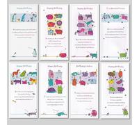 8x Animal Themed Birthday Cards Assorted - Unisex - Cat Dog Pig Sheep etc