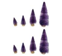 8x Artificial Christmas Tree Miniature Mini Christmas Decorations Christmas Tree for Wedding Dollhouse Indoor Bar, Purple