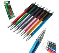8x Ballpoint Pens, Soft Grip Push Top Jet Pens - Coloured Ink Handwriting Pens for Back to School, Stationary Supplies and University Essentials