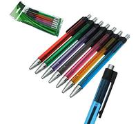 8x Barrel Push Top Jet Pens Coloured Body, Retractable Ballpoint Pens Medium Point for Office School Stationery Smooth Writing for Kids and Adults Writing Journaling Taking Notes