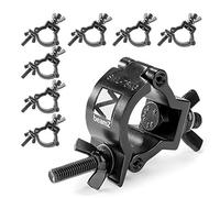 8x BeamZ BC38B-75 Half Coupler O-Clamp Lighting Truss Mount Clamps, Heavy-Duty Slimline Aluminium, 75kg Load, Fits 32-40mm Pipe, Stage DJ Event Rigging, Black Finish