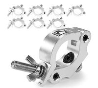 8x BeamZ BC50-200 Half Coupler O-Clamp Truss Lighting Clamps Set, Heavy-Duty Aluminium Stage Mounting for DJ Fixtures, Theatre & Events, SWL 200kg, 48-51mm Tube Compatible