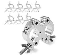 8x BeamZ BC50-200D Swivel Coupler Truss Clamp Set 200kg Aluminium, 48-51mm Diameter for Stage, DJ, Lighting Rigging & Goalpost Systems