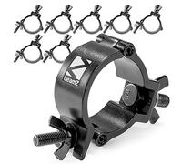 8x BeamZ BC50B-100 Half Coupler O-Clamp Truss Clamps Set, Slimline Aluminium Lighting Mounts, 48-51mm, 100kg Load for DJ Stage Rigging Installations, Professional Finish Black