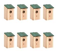 8x Bird Houses Wood 12x12x22 cm Pet Habitat Cage Nesting Box Station vidaXL