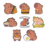 8x Capybaras Themed Metal Pins Animal Shape Badge Fashion Alloy Brooch Accessory Sophisticated Corsage Badge For Women Party Wear Accessories