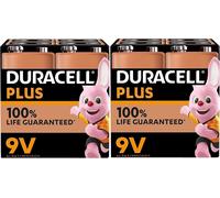 DURACELL 9V Plus Power Alkaline Batteries +100% Life - 4 Pack
