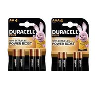 8X Duracell AA + AAA Plus Power Boost (1 Blister Pack of 4 AA Batteries Up to 150% Extra Life + 1 Blister Pack of 4 AAA Batteries Up to 100% Extra Duration) 8 Batteries (LR6/MN1500 + LR03/MN2400)