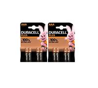 8X Duracell AAA Plus Alkaline (2 Blister Packs of 4 Batteries) 8 Mini Stylus Batteries