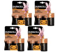 8x Duracell C Plus Power Alkaline Batteries Long Lasting LR14 MN1400 Long Exp