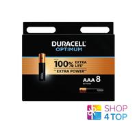 8x Duracell Optimum AAA Alkaline Batteries LR03 MX2400 1.5V
