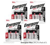8x Energizer Max Plus Power 9V 6LR61 MN1604 PP3 Alkaline Batteries Smoke Alarm