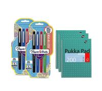 8x Flair Felt Tip Pens Assorted Colours & Pad 3x A4 Book, 200 Pages Flair Multi One Size
