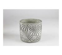 8X Flower Pot Cement Antique Green Leaf Pattern 13X12Cm Plant Planter Decor Set