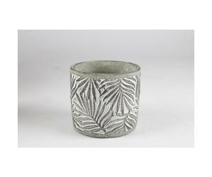 8X Flower Pot Cement Antique Green Leaf Pattern 13X12Cm Plant Planter Decor Set