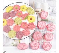 8X Flowers Cookie Pressing Cutter Embossing Mold, Lotus, Tulip, Plum Blossom, Sakura, Sunflower, Rose, Daisy Cookies Biscuit Stamps Fondant Press Cutters Mould Clay DIY Baking Tool Cake Pastry Decor