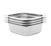 vidaXL Stainless Steel Gastronorm Containers Set - 4 pcs, GN 1/2 100 mm, Easy to Clean, Stackable for Space Savings, Suitable for Professional Cooking and Home Use