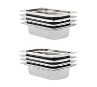 8x Gastronorm Containers GN 1/4 Stainless Stackable Tray Multi Sizes vidaXL
