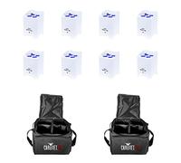 8x LEDJ QB1 RGBW LED Battery Uplighter Wireless DMX White Housing inc. 2x Bag