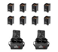 8x LEDj QB1 Wireless LED Battery Uplighter Bundle inc. Carry Bag
