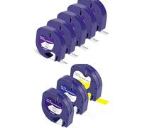 8X Letratag Refills Tape Replacement for Dymo Letratag Plastic 12mm x 4m Compatible with Dymo Label Tape LT-100H LT-100T LT-110T 200B XR XM QX50,Black on Clear/White/Yellow