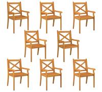 8x Solid Wood Acacia Outdoor Dining Chairs Seat Accent Chair vidaXL