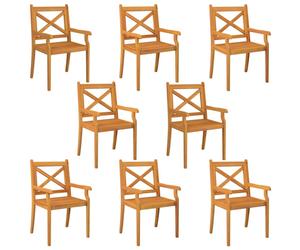 8x Solid Wood Acacia Outdoor Dining Chairs Seat Accent Chair vidaXL