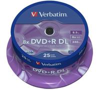 8x Speed DVD+R DL Blank Discs - 25 Pack Spindle - VERBATIM