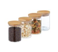 8x storage jars with lids - food storage glass set