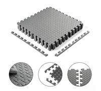 24Pcs Black Gym Flooring Puzzle Mat Interlocking EVA Floor Tiles Non Slip Rubber Cushion For Home Workout Yoga Matting, 60x60cm